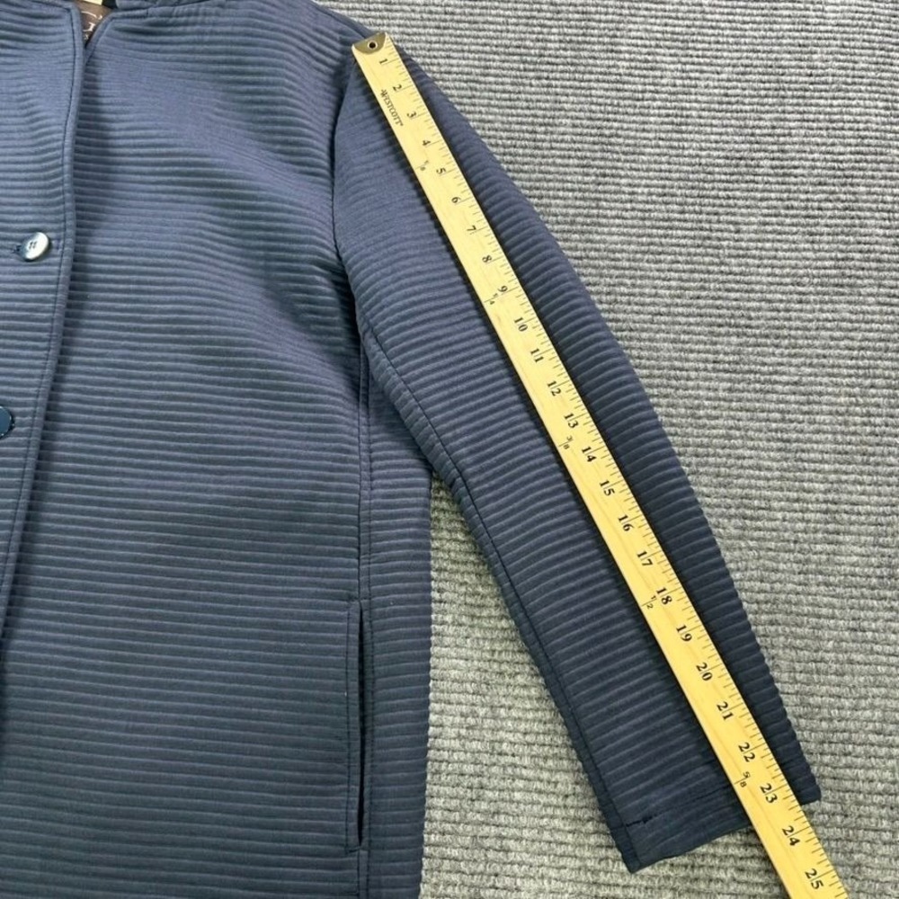 Gimos Melania Stretch Ribbed Jacket Womens 50 Navy Blue Long Coat Italy Made - Picture 16 of 16